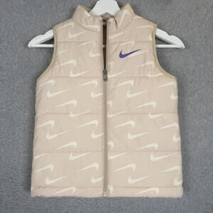 Nike Youth Girls Size 6-7 Pink All Over Print Fleece Vest Jacket